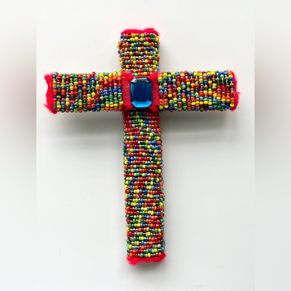 Rainbow Beaded mini cross